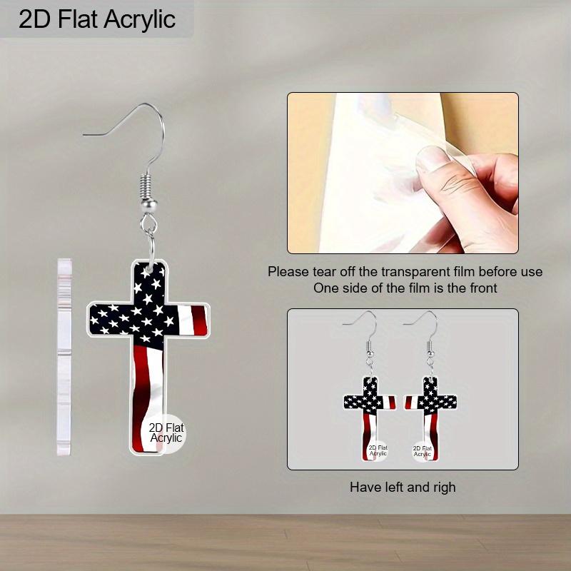 2D Flat American Flag Earrings for Women 4th of July Earrings Patriotic Star Drop Dangle Earrings for Womens Lady Independence Day Gift
