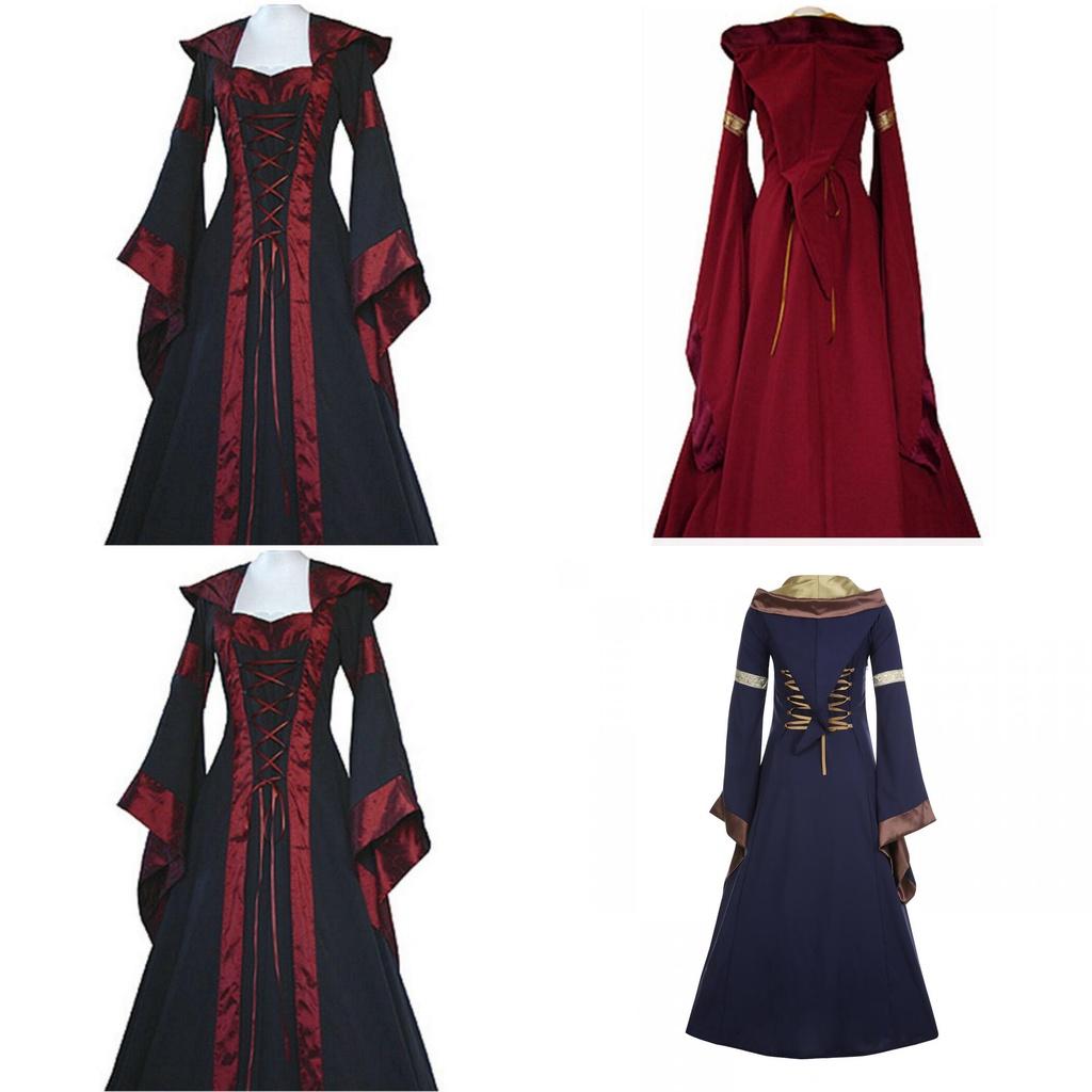Women's Cosplay Halloween Party Dress Vintage Gothic Medieval Costume