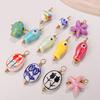 Handmade Ceramic Necklace Pendant, Star Fish Flower Charms with Golden Plated Findings, Ocean Theme Charms for DIY Earring Bracelet Jewelry Making