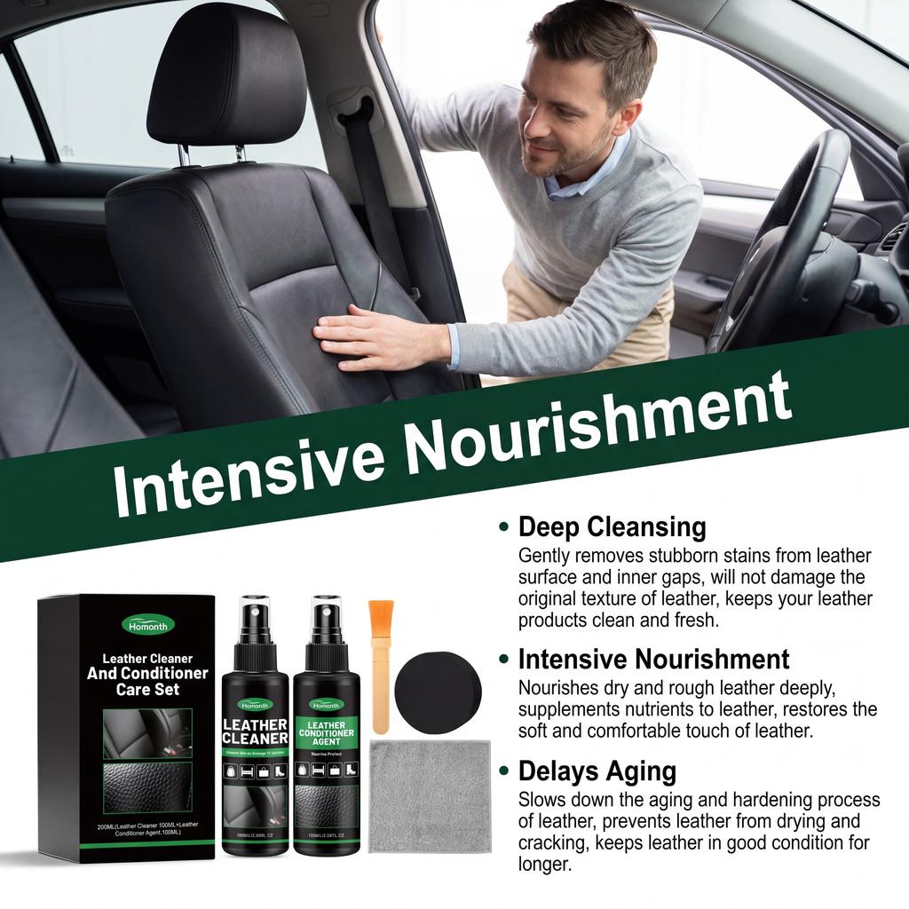 Leather Care Kit Furniture Cleaner Conditioner Leather Seats Boots Jacket Deep Cleaning Waterproof Set Car Details Auto Care