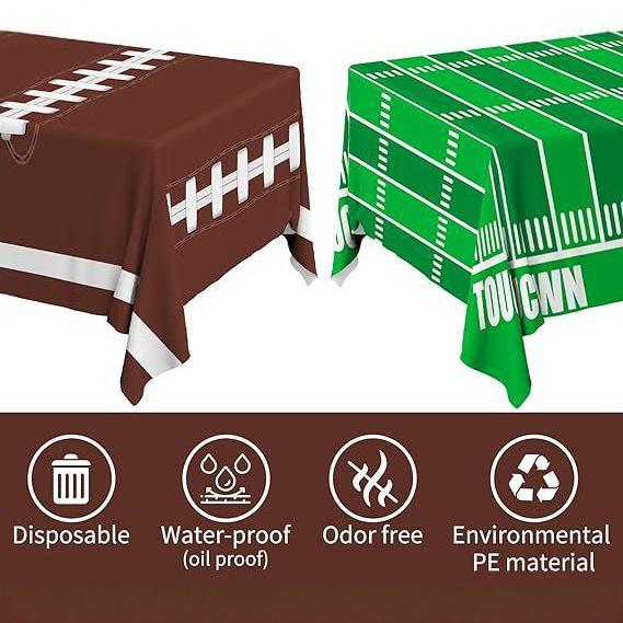 Rugby Party Theme Birthday Tablecloth Set - Disposable Decoration