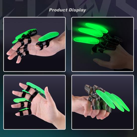 6Pcs Mechanical Retractable Wolf Claw Luminous Kids Adults Expandable Wolf Claw Halloween