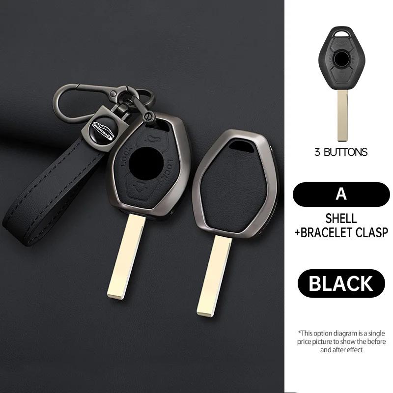 Interior Mouldings Car Zinc Alloy Leather Key Case Cover For BMW 3 5 7 Series X5 E53 X3 F83 E46 E39 E38 E60 E63 E61 E64 330i Z3
