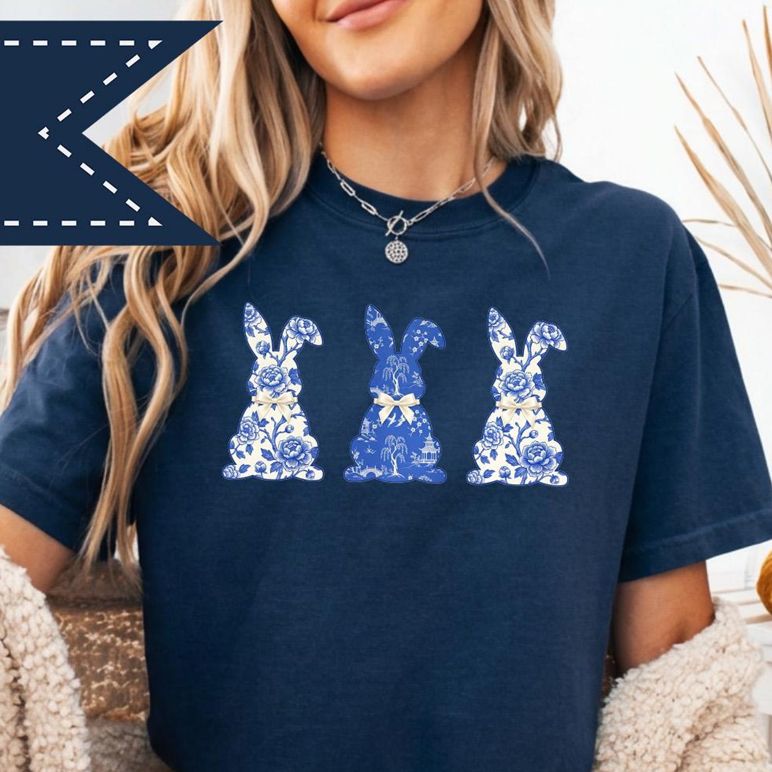 Toile Easter Bunny Print T-Shirt, Happy Easter Day T-Shirt, Church Shirt Women, Easter Bunny Comfort Colors Shirt S