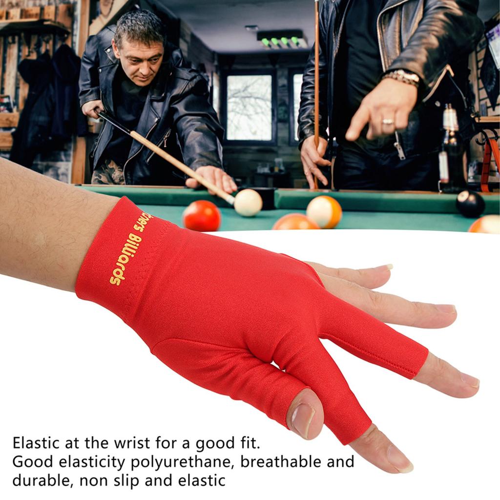Billiard Pool Gloves 3 Fingers Cue Gloves Shooters Snooker Cue Sport Glove For Left Right Hand Red