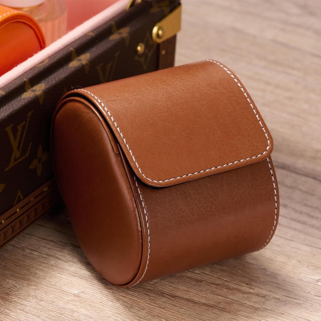 Woodten Watch Case, Single Watch, Durable PU Leather, Brown, Business Use, Watch Gift Box, Large Size
