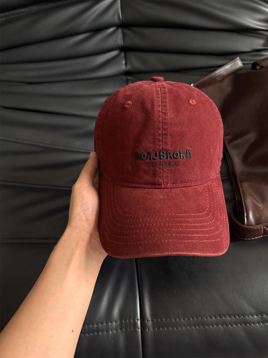 Baseball Cap With Embroidered Letters For Streetwear And Casual Style Red