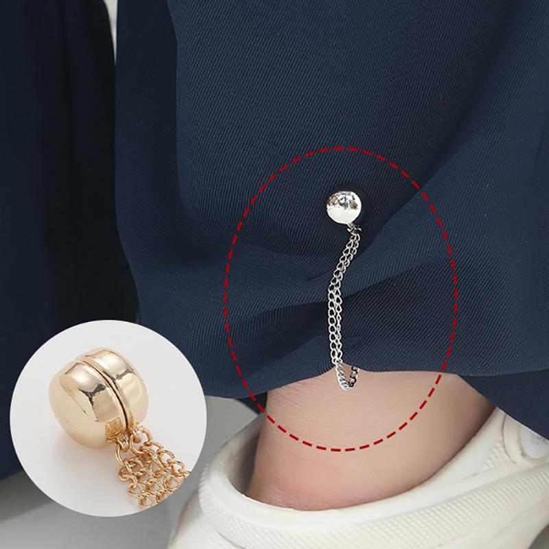 2Pcs Multi-Function Magnetic Clothing Clip With Chain Metal Buttons Clip Clothes Scarf Trouser Legs Cuff Fixing Magnet Pin
