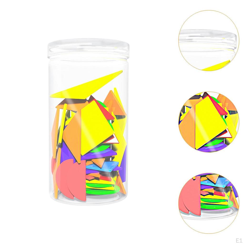 80Pcs Pattern Blocks Geometric Shapes Creative Building Play for Fractions Symmetry