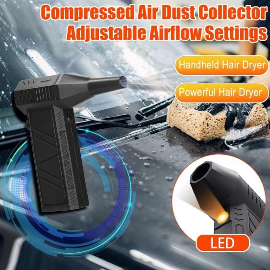 Handheld Hair Dryer Vacuum Cleaner with Multiple Nozzles Brushes Matte Black Industrial Design Powerful Airflow