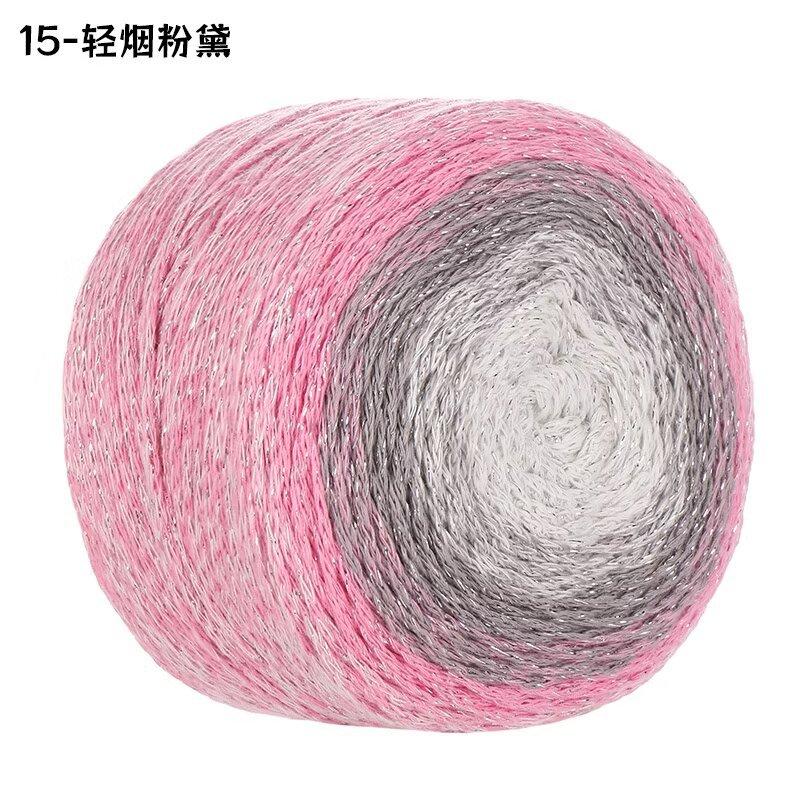 Gradual Change Cake Color Hollow Cotton Flash Silk Segment Dyed Crochet Bag Round Strand Colored Cotton Thread 200G