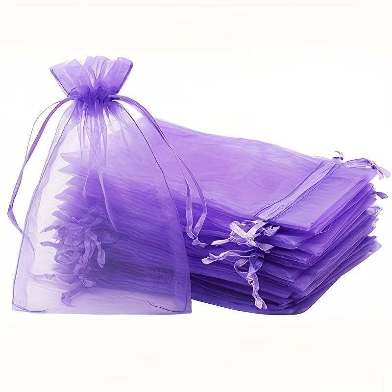 20Pcs Lavender Pattern Drawstring Mesh Bags Dried Flower Herbs Spices Storage Bag Odor-Eliminating Breathable Fragrance Pouches