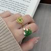 Sweet Stacked Enamel Dripping Oil Flower Temperament Open Ring Women'S Fashion Niche Design Sense Light Luxury Ring