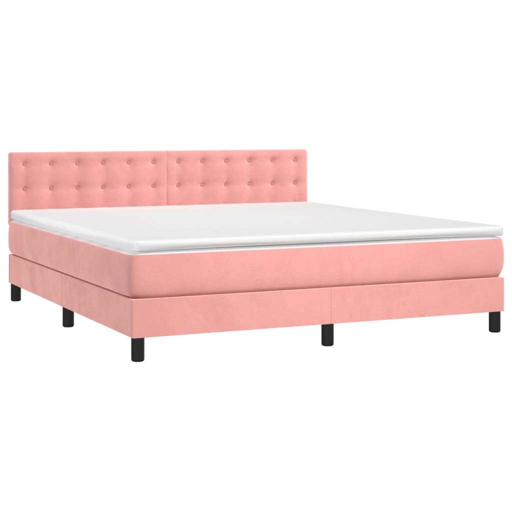 Box Spring Bed with Mattress Pink 160 x 200 cm Velvet