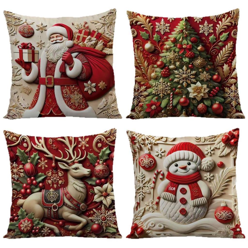 Hot-Selling Short Plush Peach Skin Christmas Pillowcase: Living Room Sofa Back Cushion Decor