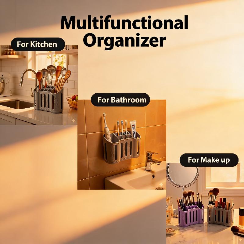1pc Toothbrush Holders for Bathrooms, Electric Toothbrush, Shaver and Toothpaste Holder, Bathroom Organizer and Storage