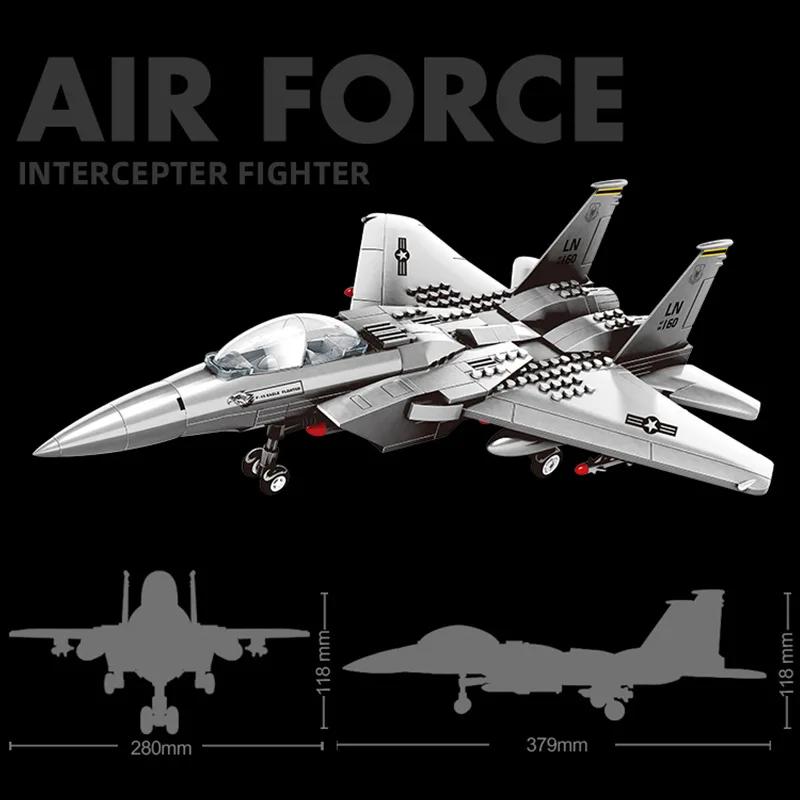 Building Blocks Aircraft Series J-20 J-15 Fighter Military Boys Assembling Toys