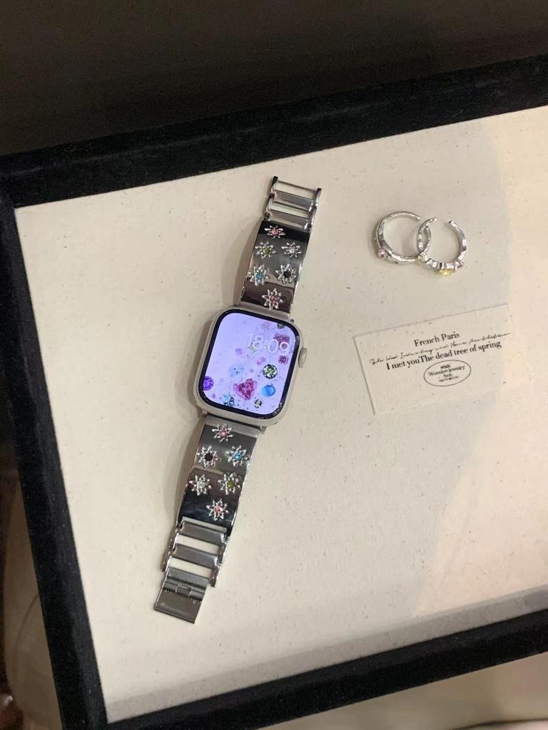 For Apple Watch Applewatchs10 Starlight Bracelet Strap Iwatch987 Generation Se Metal Diamond