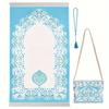 Modern Woven Jacquard Bed Blanket with Elastic Threads Compact Three-Piece Set Portable Travel Mat & Small Bag Easy Storage