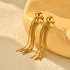 Exaggerate Luxury Long Tassel Earrings for Women, Stainless Steel Gold Color Drop Earrings, Fashion Statement Jewelry Gift