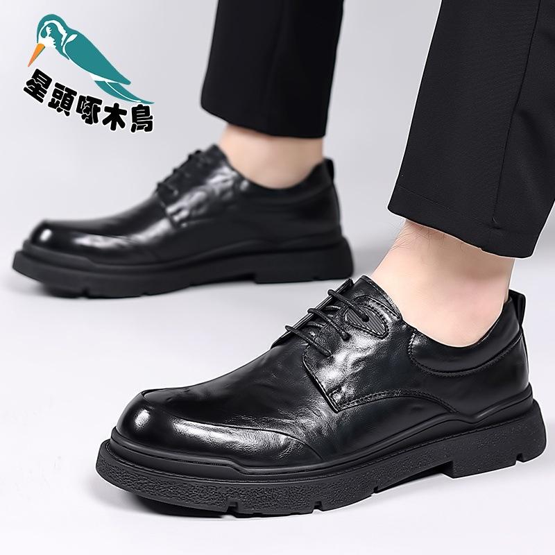 Men's shoes tooling big head leather shoes outdoor casual shoes low top cowhide surface business gentleman leather shoes
