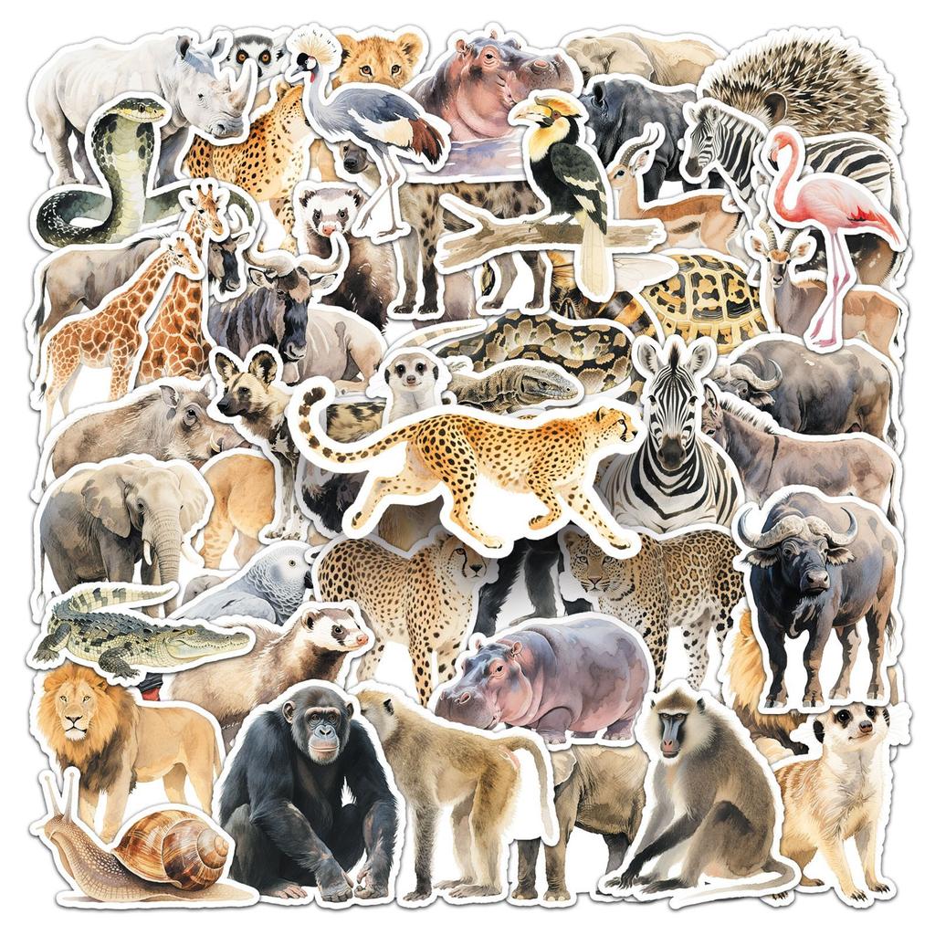 50 New African Animal Graffiti Stickers Personalized Cartoon Lion Decorative Mobile Phone Case Suitcase Stickers
