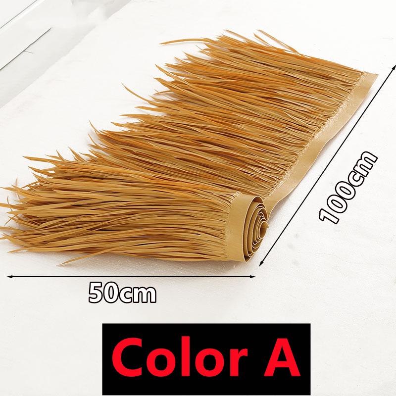 8 Colors Grass Artificial Thatch Roofing for Outdoor Garden Patio Umbrella Cover Straw Roof Thatch Simulation Panel Palm Thatch (as the picture,50cmX100cm)
