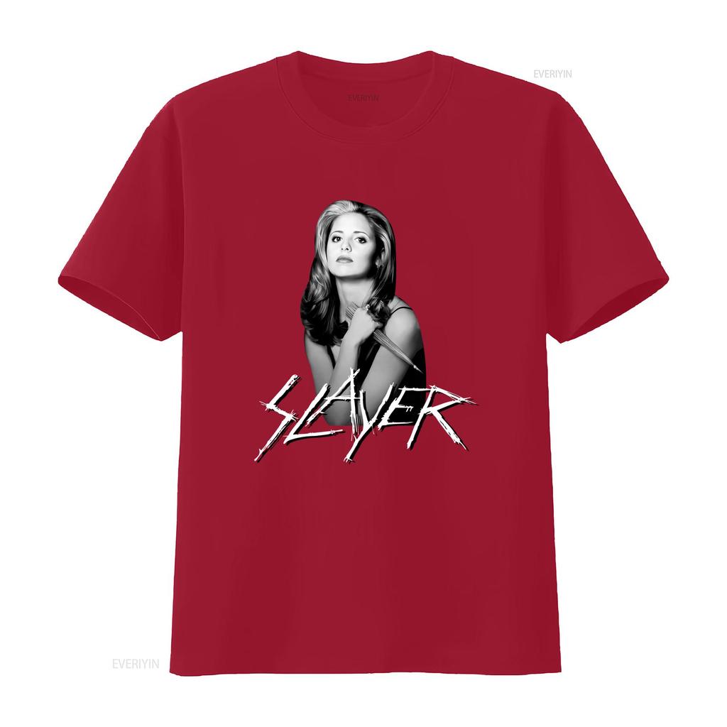 Retro Buffy The Vampire Slayer Black White Print Cool Casual Streetwear T Shirt vintage Washed Stretched Breathable