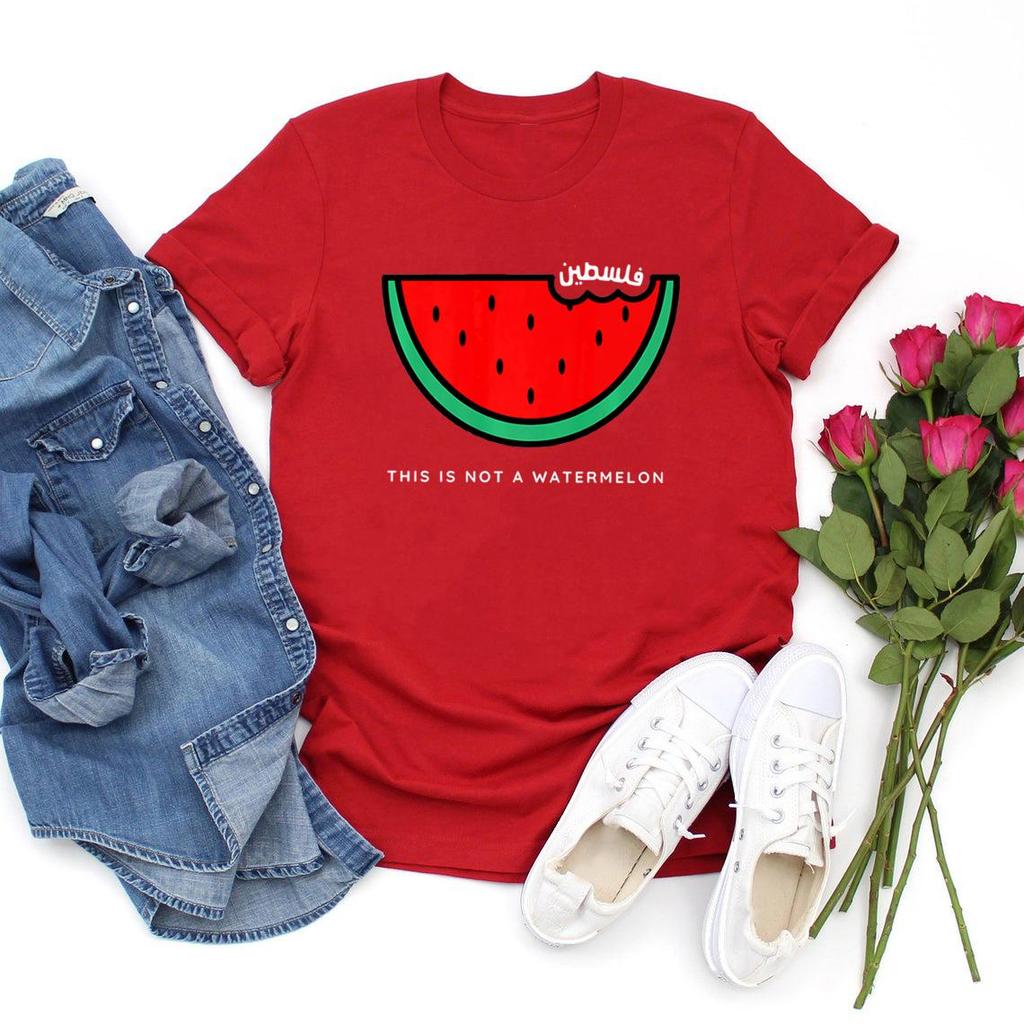 Maglietta divertente con anguria Questa non è una maglietta con anguria Maglietta con pace e amore Maglietta con grafica a manica corta sui diritti umani Streetwear