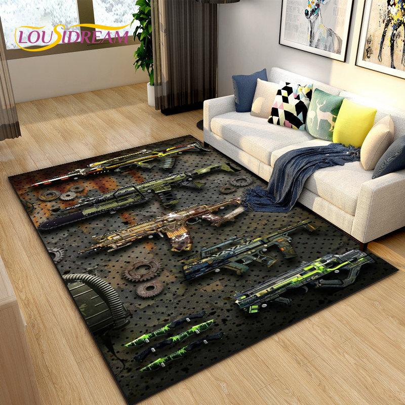 3D Rifle Pistol Revolver Gun Cartoon Area Rug,Carpet Rug for Living Room Bedroom,Kitchen Doormat Bathroom Anti-slip Floor Mat