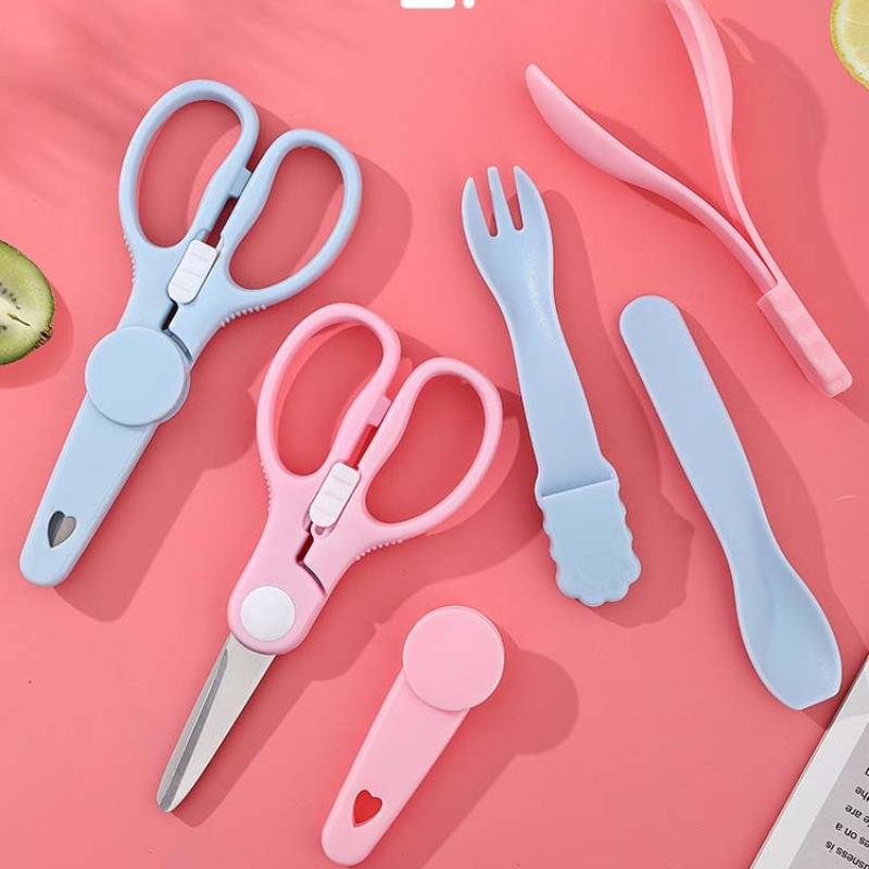 Stainless Steel Portable Babies Hand Tools ABS Handle Children's Complementary Scissors Kitchen Student Paper Cuttings Tools School Office Stationery