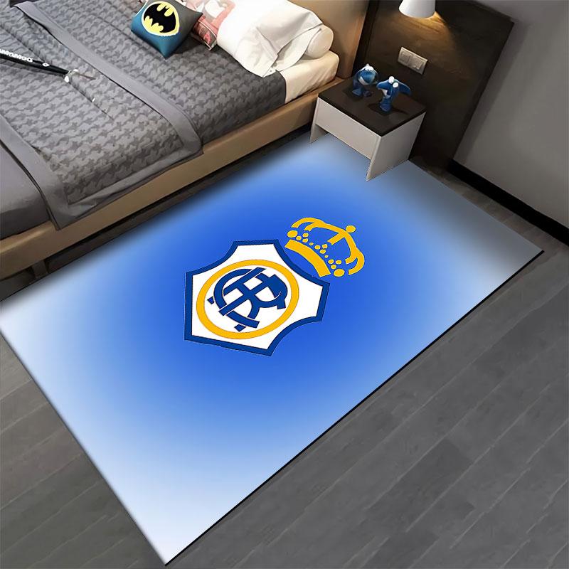 Blue Royal Crest Carpet Design suitable as a non-slip mat for the living room or bedroom sofa