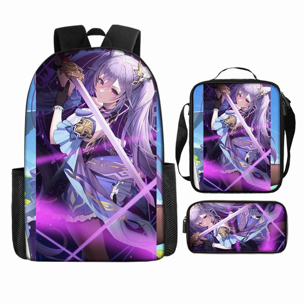 Luxury Popular Funny Novelty Genshin Impact 3D Printed 3pcs/Set Pupil School Bags Laptop Daypack Backpack Lunch Bag Pencil Case