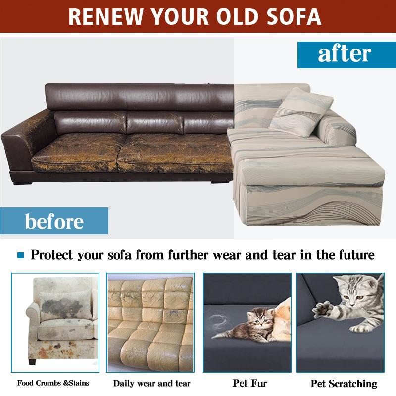 Stretch Sofa Überwurf Sofabezug Spandex Rutschfest, mit elastischem Saum für L-Form Ecksofas, Ideal für Kinder und Haustiere