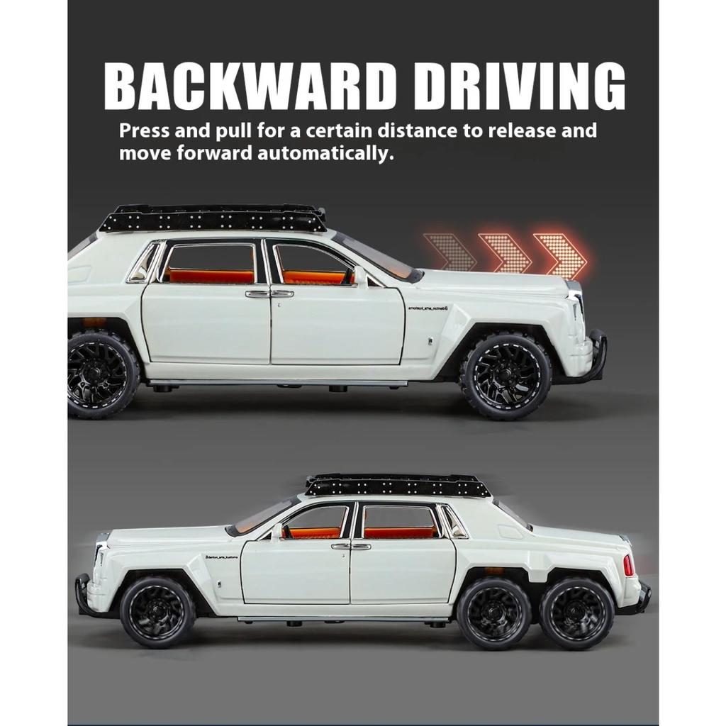 1/32 Scale Rolls Royce Phantom 6X6 Modified Alloy Diecast Metal Model Car Sound & Light Hobby Collectibles Holiday Gifts for Boyfriend