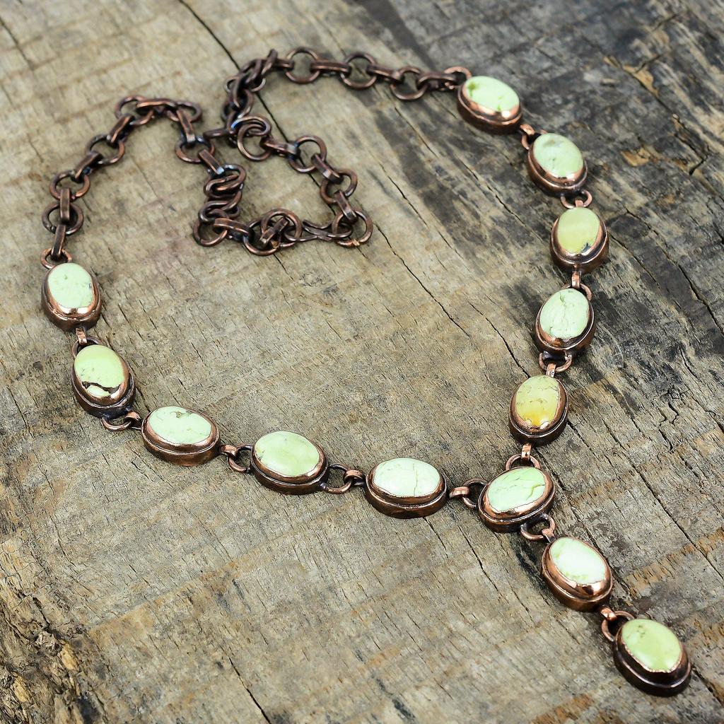Lemon chrysoprase necklace electroformed copper necklace gemstone jewelry adjustable chain necklace handmade designer necklace gifts for mom