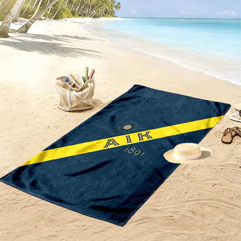 AIK Football Print Beach Towel, Large Soft Quick Dry Towel for Beach Camping Swimming