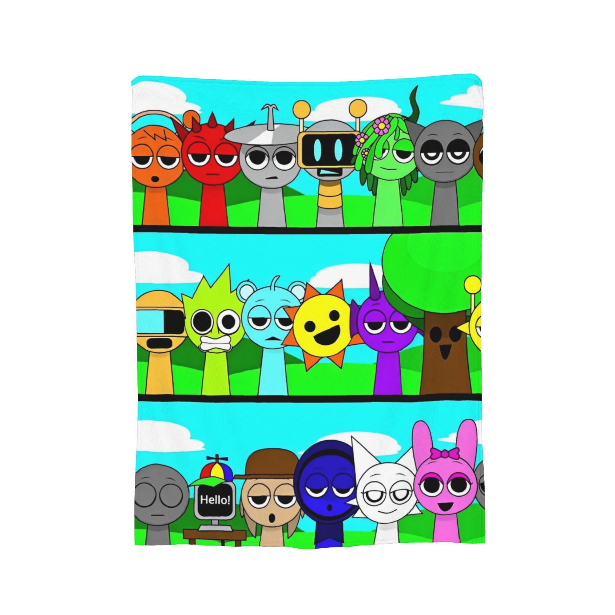 

Мультяшна гра Sprunki Incredibox Плед Фланелевий Плед Літня Декорація Кондиціонера М який Теплий Покривало на Ліжко, 75x100cm 30x40in