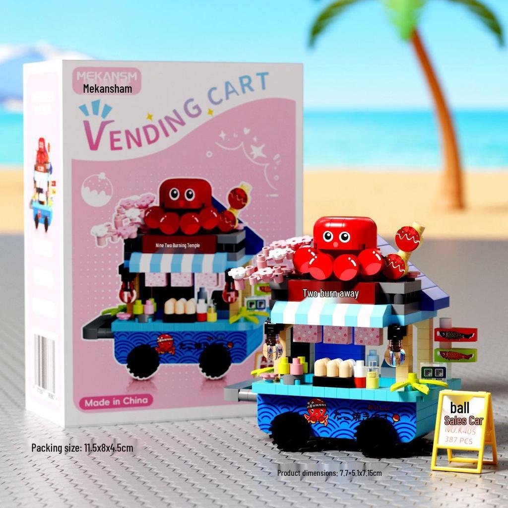 Mekensm Micro-Particle Building Blocks Educational Vending Cart Model Toy for Kids