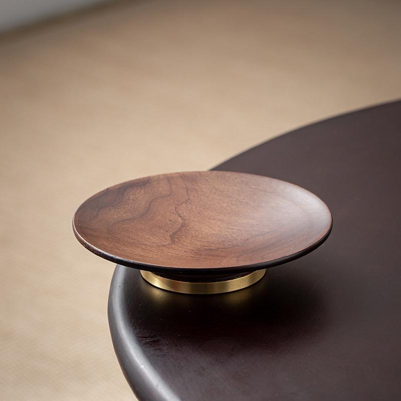 

Китайская тарелка для дим-самов, тарелка из грецкого ореха, тарелка для фруктов и сухофруктов, тарелка для закусок, тарелка для угощений в чайной, поднос в форме бергамота