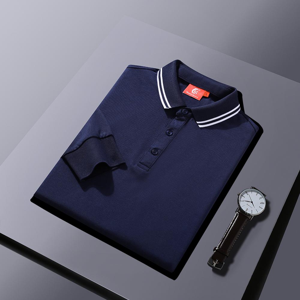 

Осенне-зимняя мужская и женская рубашка поло с длинными рукавами и лацканами, топ из мерсеризованного хлопка, высококачественная мягкая деловая рубашка, спортивная футболка для активного отдыха, однотонный цвет 3XL темно-синий