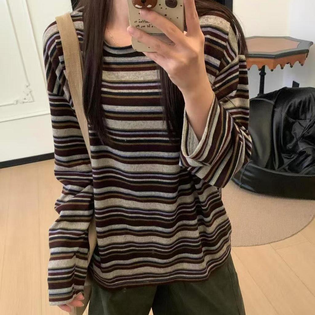 Korean Campus Style Long-sleeved T-shirt Women Super Hot Slimming Loose Top