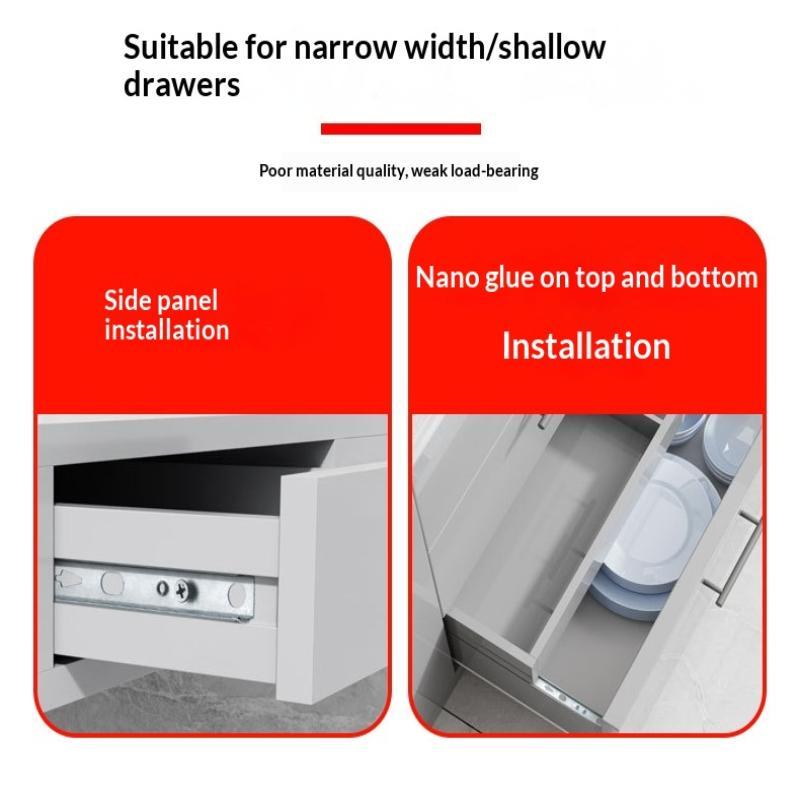 2Pcs Kitchen Cupboard Drawer Slides 17Mm Wide Furniture Guide Rail Full Extension Parts Hardware Furniture Drawer Slides Parts
