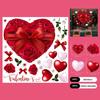 Heart-Shaped Rose Flower Window Sticker Valentine's Day Removable PVC Window Glass Decal Reusable Static Clings for Home Wedding Anniversary