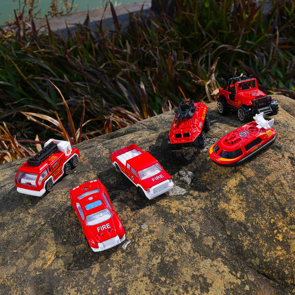 Mini Compact Fire Truck Model Vehicle Exquisite Alloy Car Set Series Desktop Collection Ornaments Children'S Holiday Toy Gifts