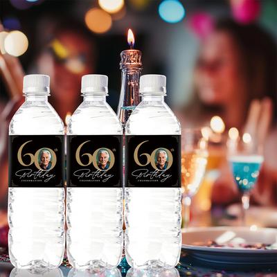 30pcs Custom 30 40 50 60 70th Birthday Party Bottle Sticker with Personalised Face Photo  for Adult Birthday Party Decorations