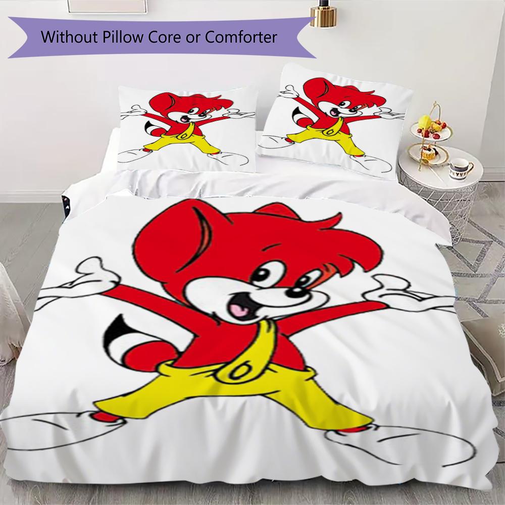 Literie motif Fix und Foxi, Ensemble couette Housse de couette Taie d'oreiller Cadeau d'anniversaire pour la maison(1 housse de couette + 2 taies d'oreiller, sans garniture.)_lx