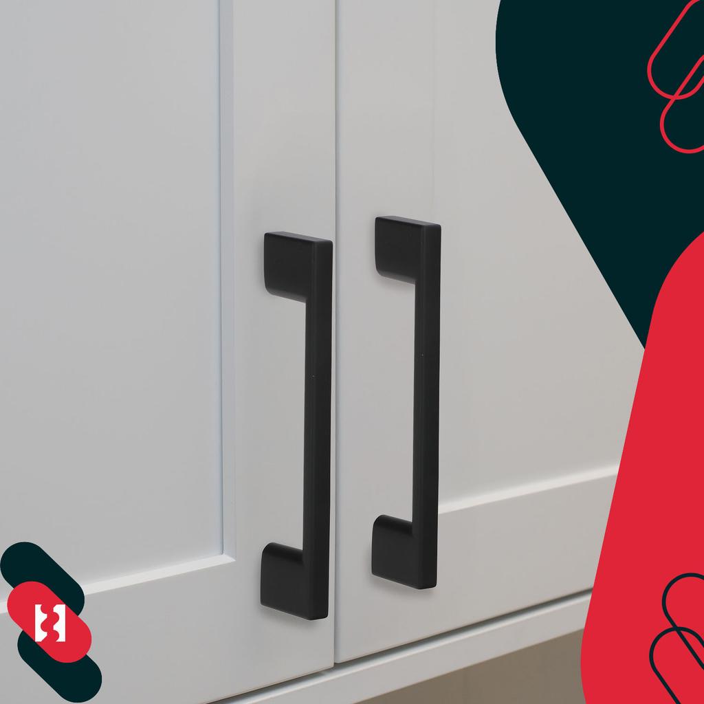 Kotarbau® Kitchen Furniture Handle Classic Modern Oblong Long Matte Black 190 Mm Spacing 160 Mm Set Of 2