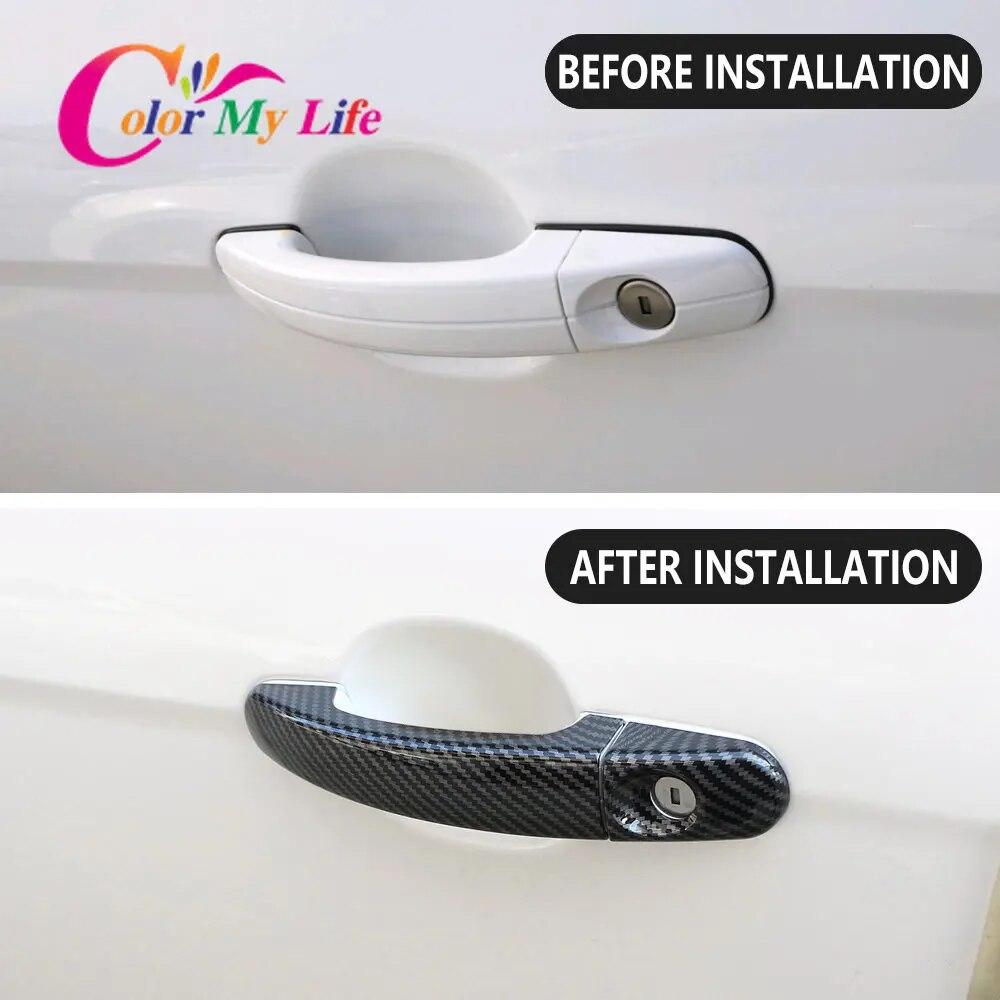 Carbon Fiber Door Handle Cover for Ford Focus 2 MK2 2005 - 2011 Focus 3 MK3 2012 - 2018 Car Door Handles Sequins Sticker