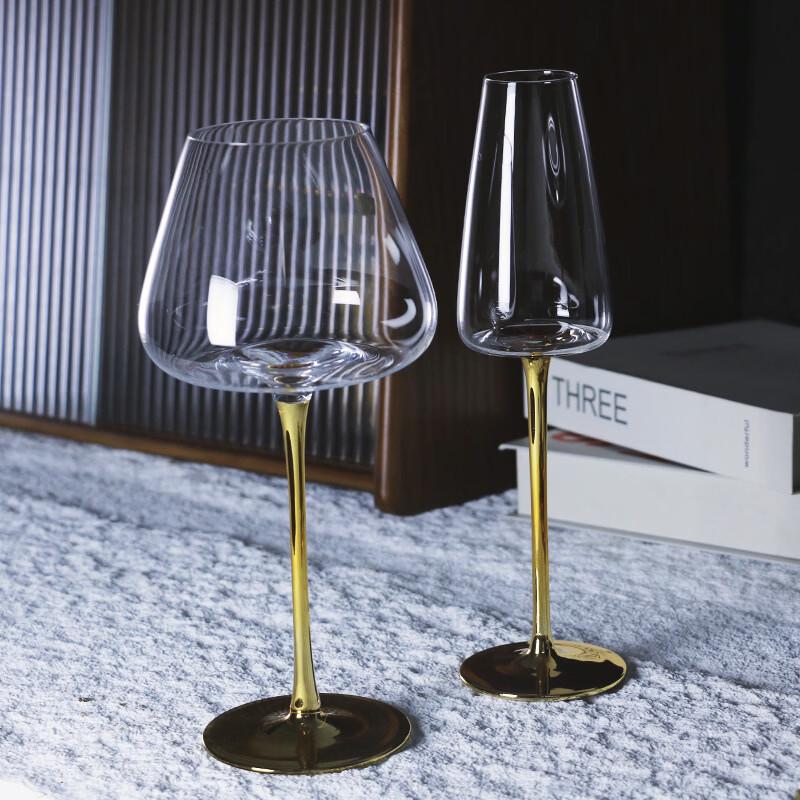 ZISIZ Elegantes Goldstiel Burgunderweinglas